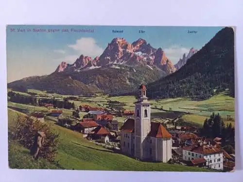 AK Postcard CPA St. Veit in Sexten gegen das Fischleintal