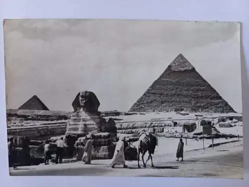 AK Postcard CPA  Gizeh, The Sphinx and the Chefren and Mykérinos