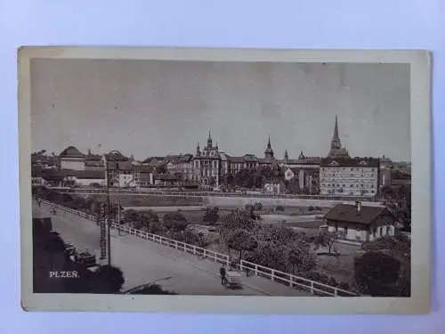 AK Postcard CPA Plzen Panorama