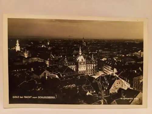 AK Postcard CPA  Graz bei Nacht vom Schlossberg 1927