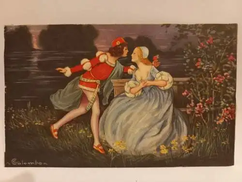 AK Postcard CPA Colombo Illustrator Lovers Postkarte 1920er