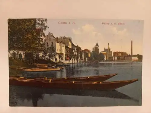 AK Postcard CPA  Calbe a. Saale Partie a.d. Saale 1928