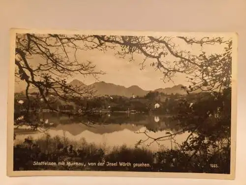 AK Postcard CPA Staffelsee mit Murnau, von der Insel Wörth gesehen