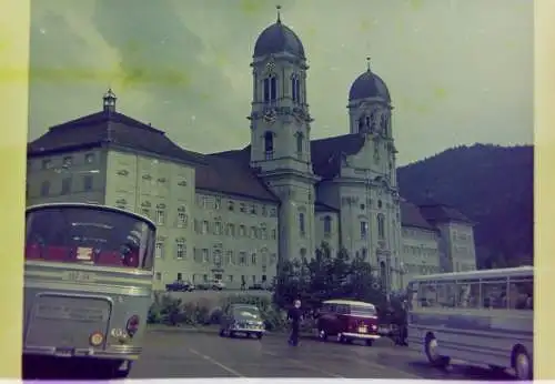 Vintage Negativ Foto Kloster Einsiedeln Schweiz&alte Busse 10/K2/111