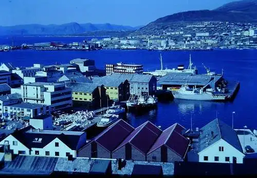 Vintage Dia Film Slide 35mm View of Hammerfest City, Norway '70s  B9/L1