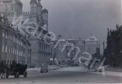 Vintage Negativ Foto BW Old Market square Street Scene Poland 1950s  B10/19