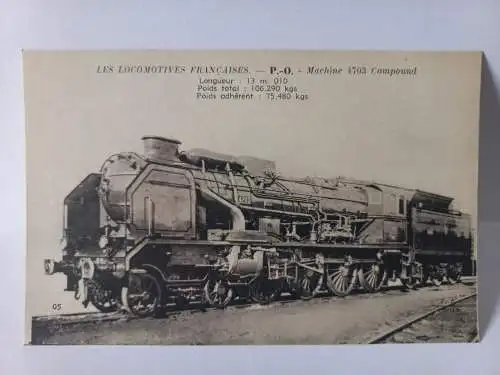 Postcard Les Locomotives Francaises P.-O. Machine 4703 Compound