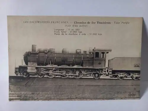 Postcard Les Locomotives Francaises Chemins de fer Tunisiens Type Pacific