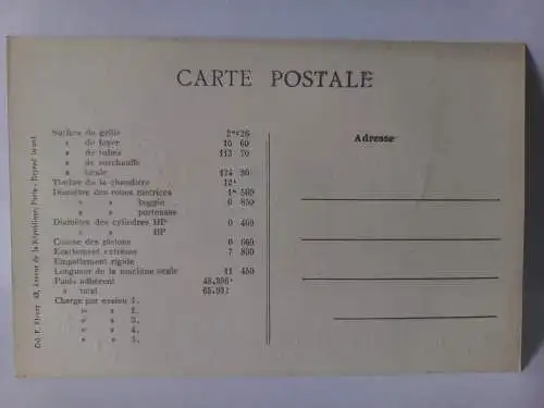 Postcard A-25. Les Locomotives Francaises (Est) Machine Tender  B699