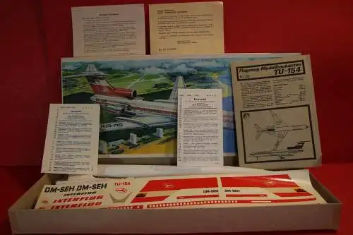 VEB Plasticart TUPOLEV TU-154 INTERFLUG 1:100 Made in GDR 9360 Zschopau