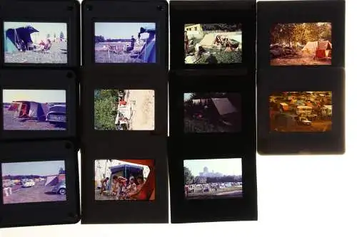 Vintage Dia Film Slide 35mm Holzbox 41Stk Campingleben meist Oststaaten 50/60/70