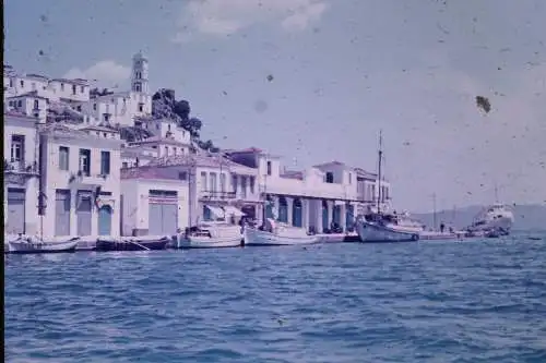 Vintage Dia Film Slide 35mm Port of Poros Greece 1961  B4/L42
