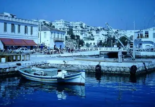 Orig 35mm DIA Slide Greece Crete Agios Nikolaos Port Harbour  '70s B13/6