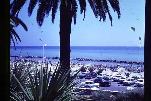 Vintage Dia Film Slide 35mm San Remo Beach & Oldtimer  Italy '60s B5/L16