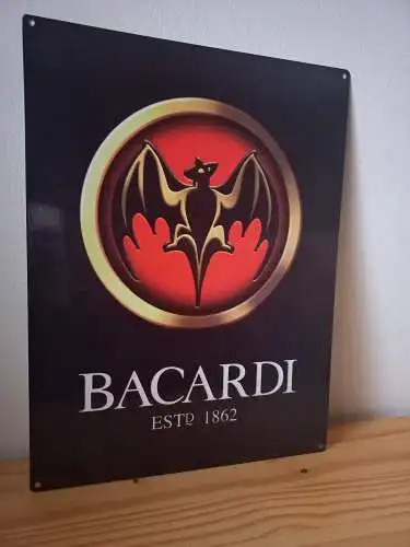 Vintage Bacardi Metall Werbeplakat Wanddekor 30 cm x 40 cm wie NEU
