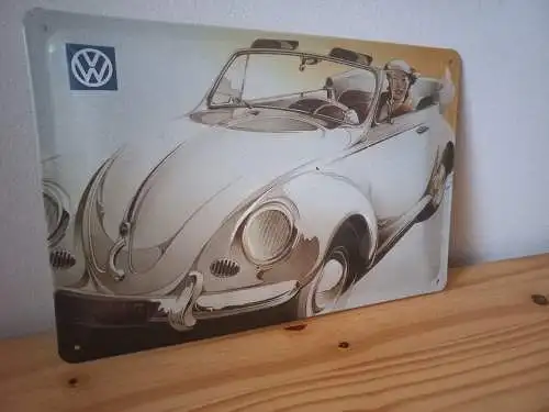 Vintage VW Käfer Metall Werbeplakat Wanddekor 20cm x 30 cm wie NEU