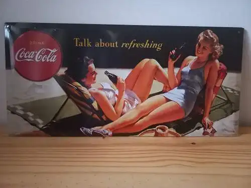 Vintage Coca Cola Talk about.. Metall Werbeplakat Wanddekor 20cm x 30 cm wie NEU