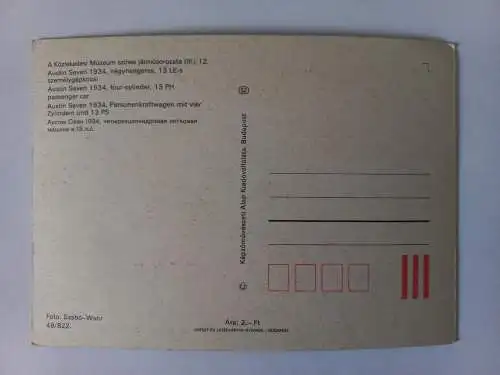 AK Austin Seven 1934, Ansichtscarte Postcard  c1970