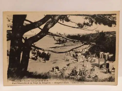 AK Postcard CPA France Saint Jacut de la Mer - Rougeret beach general view