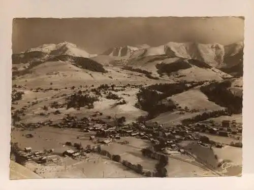 AK Postcard CPA France MÉGÉVE Vue Générale et le Mont Blanc