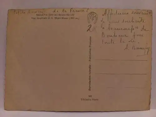 AK Postcard CPA France MÉGÉVE Vue Générale et le Mont Blanc