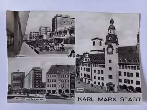 AK Postcard CPA  DDR Karl Marx Stadt - Rosenhof - Café am Markt - Markt