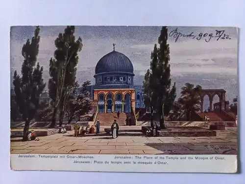 AK Postcard CPA  Jerusalem - Tempelplatz mit Omar-Moschee  1909