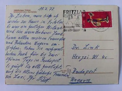 AK Postcard CPA  Detschland Fritzlar Mittelalterlicher Marktplatz 1977