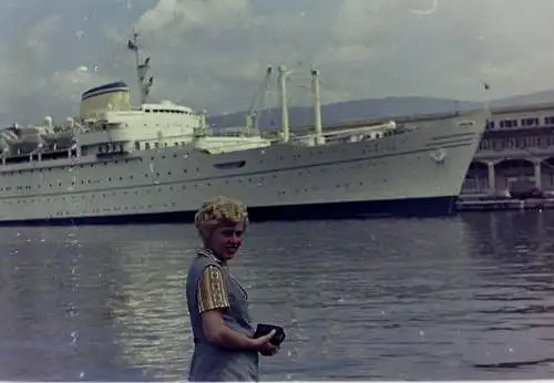 Vintage Foto Negative 6x SChiff "AFRICA" in Triest, Hafen  1970s