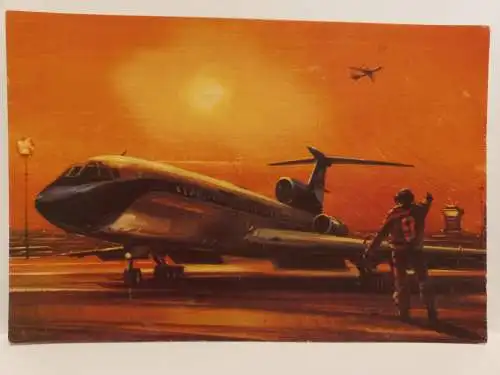 AK Postcard CPA MALÉV Airlines TU 154