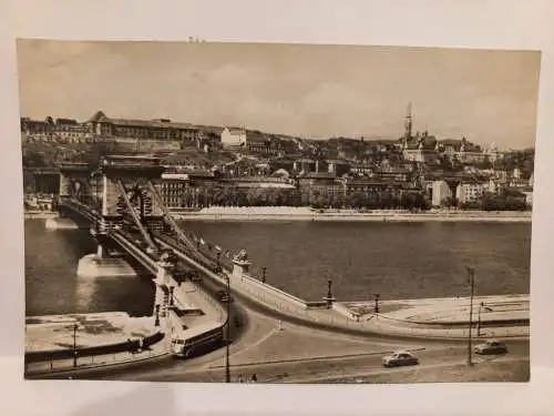 AK Postcard CPA Ungarn, Budapest Kettenbrücke 1964