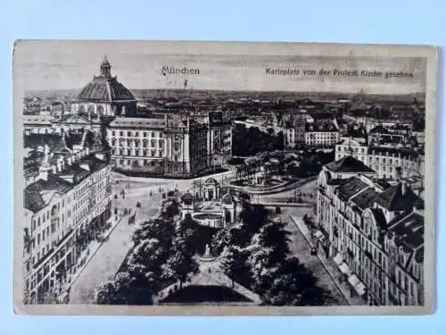 AK Postcard CPA  München Karlsplatz von der Protest. Kirche gesehen 1928