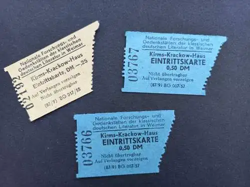 Vintage DDR Kirms Krackow Haus   Eintrittskarten 3 Stk