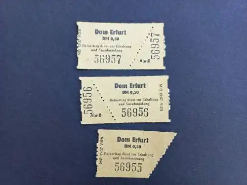Vintage DDR Erfurt Dom  Eintrittskarten 3 Stk