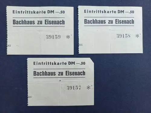 Vintage DDR Bachhaus zu Eisenach Eintrittskarten 3 Stk