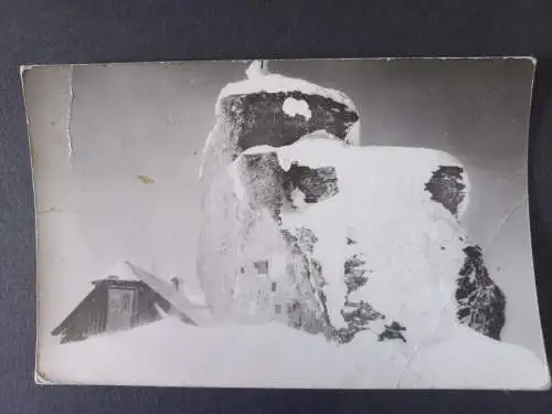 AK Postcard CPA Rumänien Muntii Bucegi - Virful si cabana "Omul"