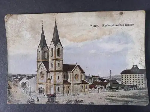 AK Postcard CPA  Tschechoslowakei Plzeň Pilsen Redemptoaristen Kirche  1914