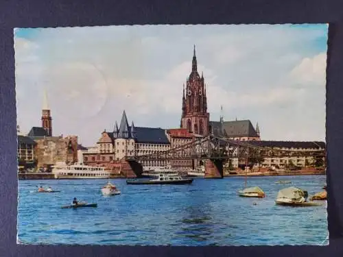 AK Postcard CPA Frankfurt am Main - Mainufer mit Dom und Eiserner Steg