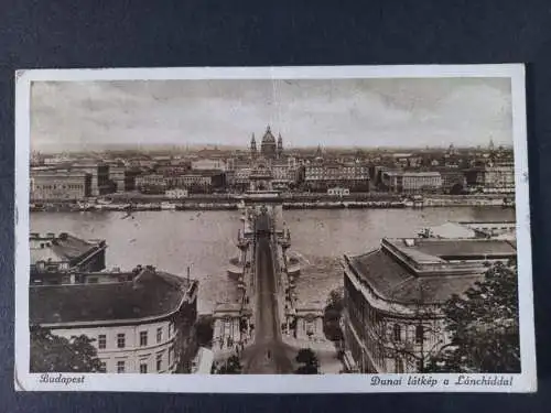 AK Postcard CPA Ungarn Budapest Donauansicht mit Kettenbrücke 1935