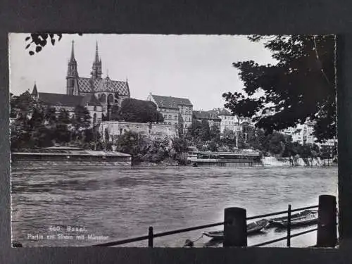 AK Postcard CPA  Schweiz - Basel, Partie am Rhein mit Münster 1961