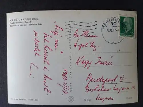 AK Postcard CPA Deutschland Wernigerode 1962