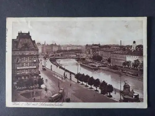 AK Postcard CPA Österreich  Wien, Kai mit Schwedenbrücke, 1927