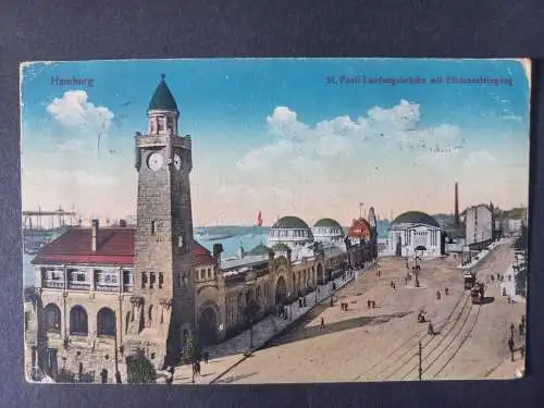 AK Postcard CPA Deutschland Hamburg St. Pauli Landungsbrücke 1913