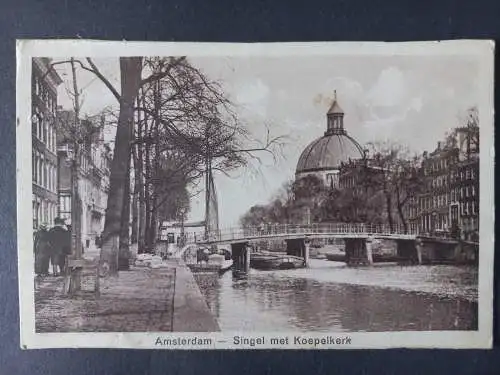 AK Postcard CPA Niederlande Amsterdam Singel met Koepelkerk