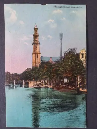 AK Postcard CPA Niederlande Amsterdam Prinsengracht met Westertoren 1931