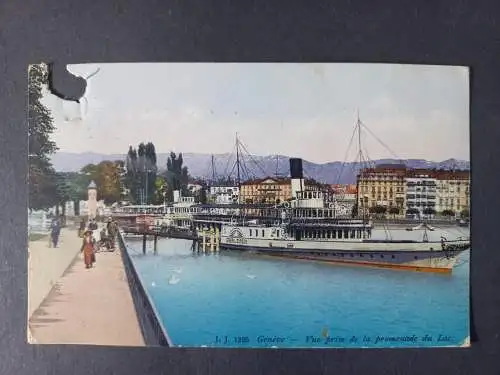 AK Postcard CPA Schweiz Genf  Dampfschiff im Hafen Genfer See 1930