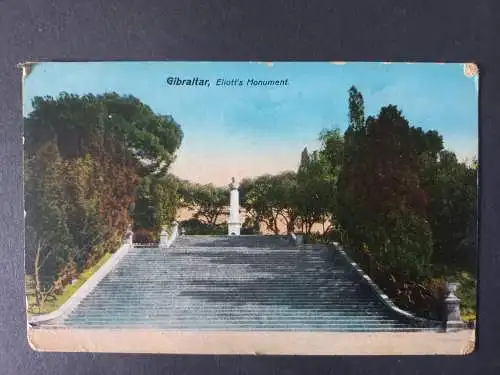AK Postcard CPA England Gibraltar Eliott's Monument