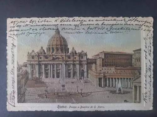 AK Postcard CPA Italien Roma Piazza e Basilica di S. Pietro 1913
