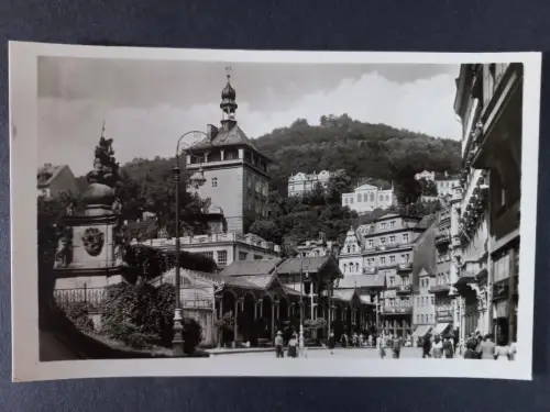 AK Postcard CPA Tschechien Karlovy Vary Karlsbad Strassenszene
