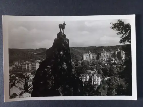 AK Postcard CPA Tschechien Karlovy Vary Karlsbad Pohled s jeleního skoku na sana